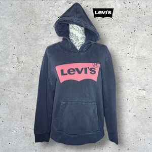 LEVI'S Black Hoodie with Red Logo - Large